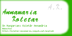 annamaria koletar business card