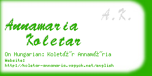 annamaria koletar business card